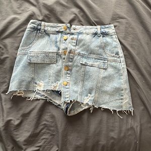 Denim skirt with built in shorts